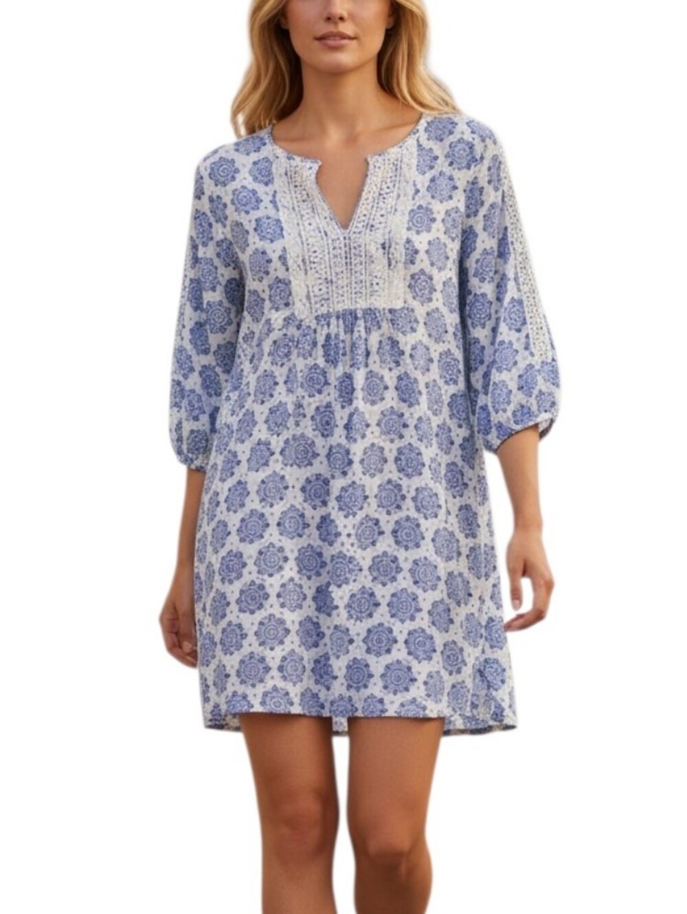 Carole Hochman Light Blue Floral Cotton Sleep Dress Nightgown